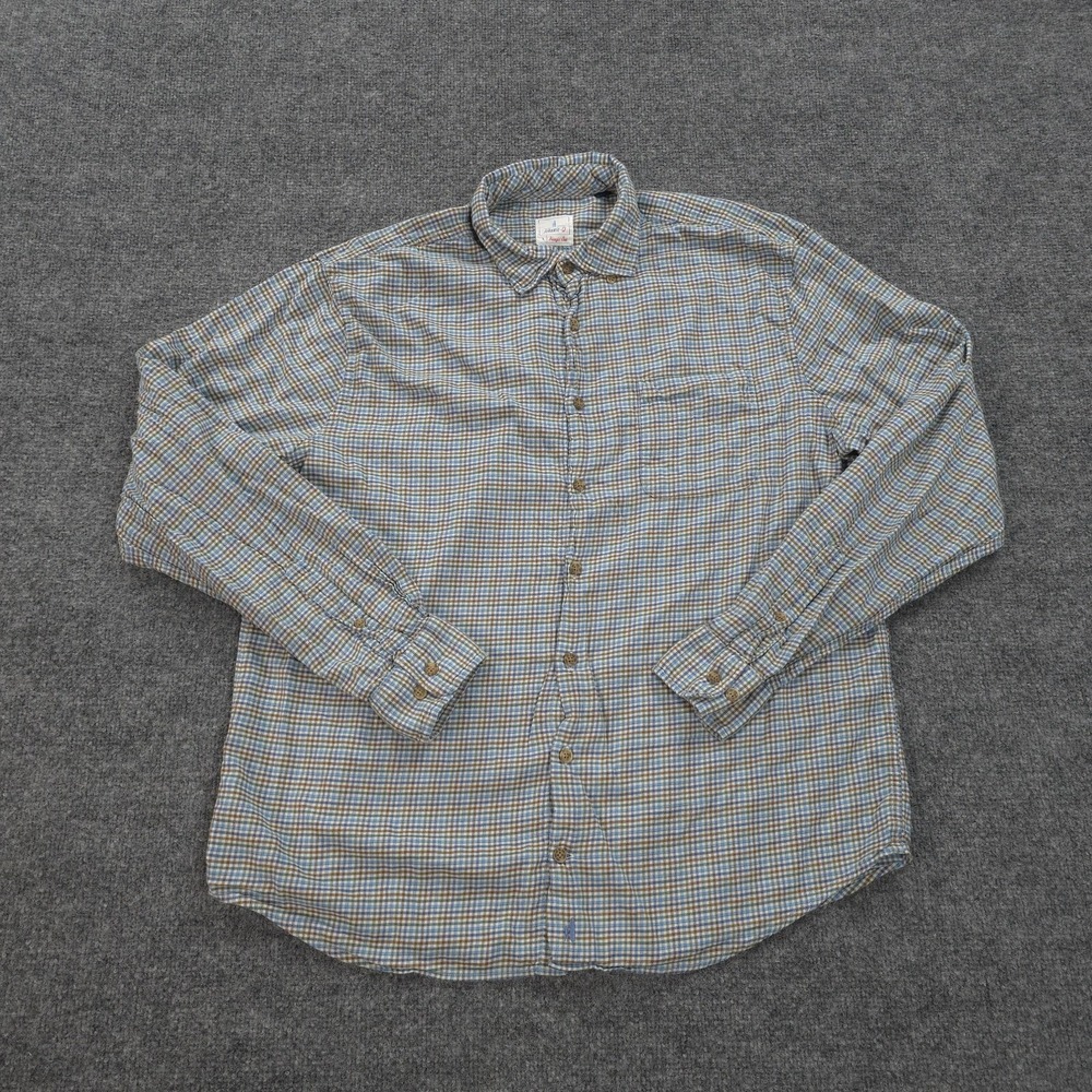 Johnnie O Shirt Mens Large Blue Gingham Metz Hangin Out‎ Prep Beach Surfer Logo